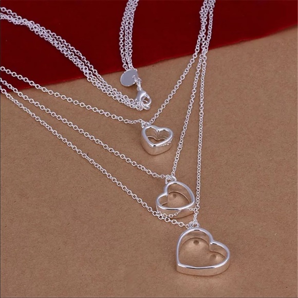 Heart Multilayered Sterling Silver Necklace - Picture 1 of 2